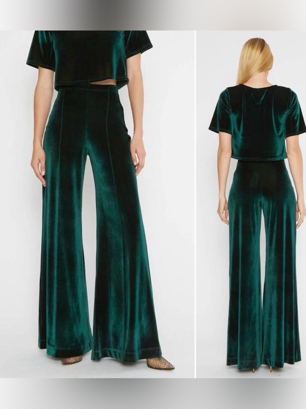 Ripley Rader green velvet flare pants long size 3 medium